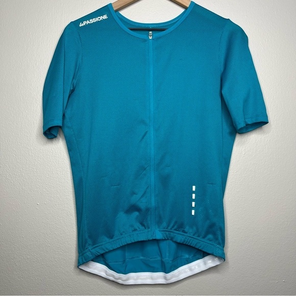 LaPassione Women Cycling Jersey XL Teal Blue Short Sleeve Bicycling Back Pockets - Picture 1 of 14
